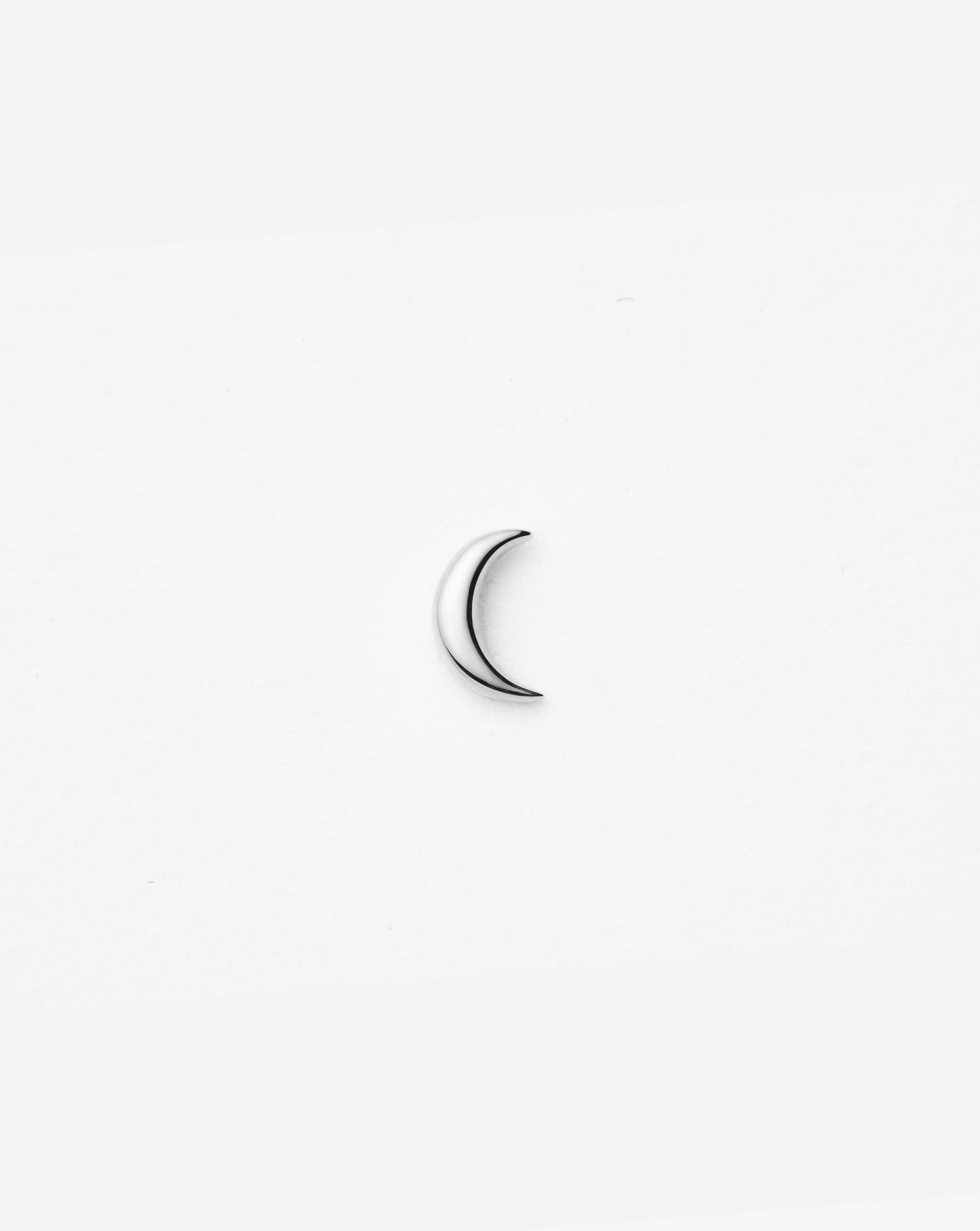 Fine Moon Single Stud Earring | 14ct Solid White Gold Earrings Missoma 