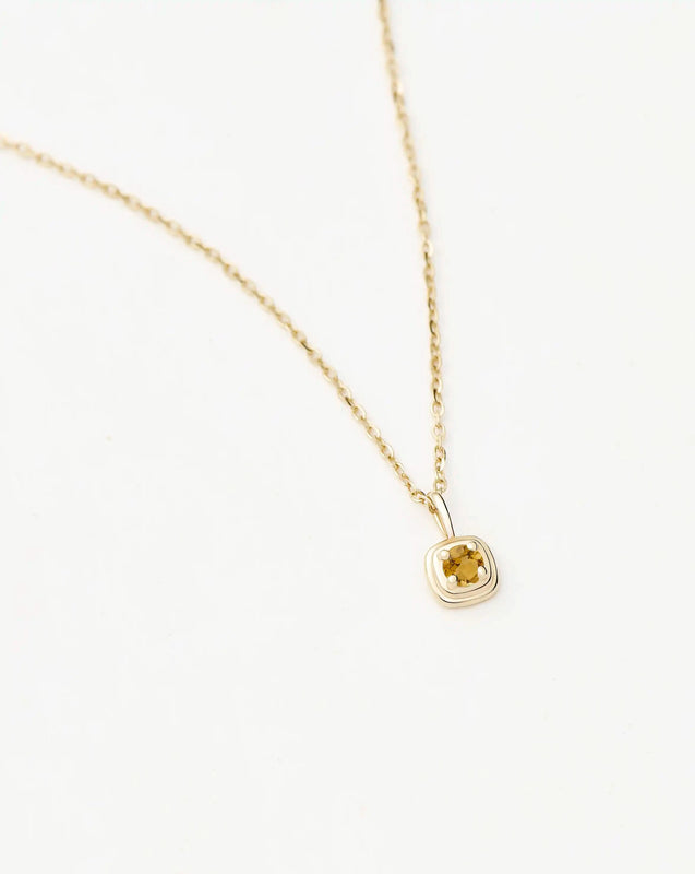 Solid Gold November Birthstone Pendant Necklace | 14ct Solid Gold/Citrine