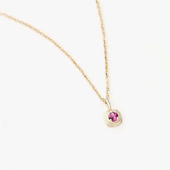 Fine October Birthstone Pendant Necklace | 14ct Solid Gold/Pink Tourmaline Necklace Missoma 