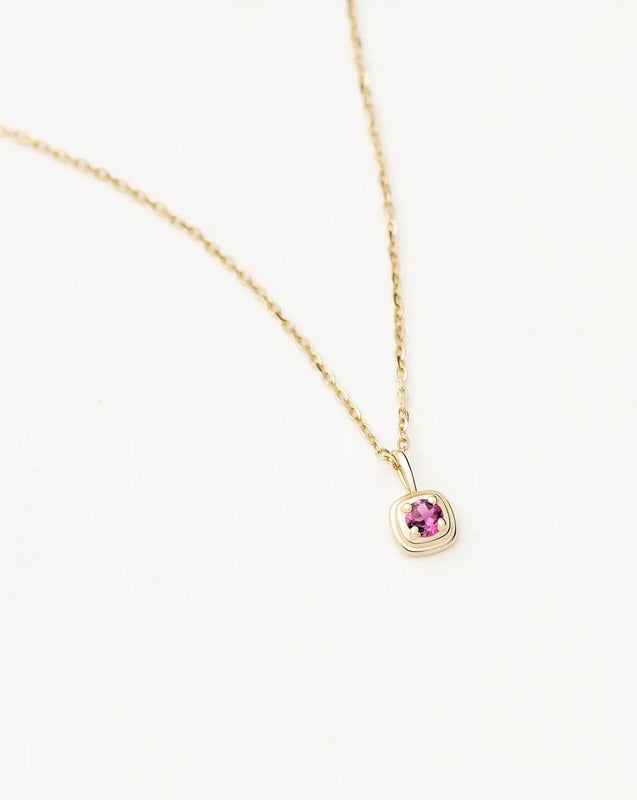 Solid Gold October Birthstone Pendant Necklace | 14ct Solid Gold/Pink Tourmaline