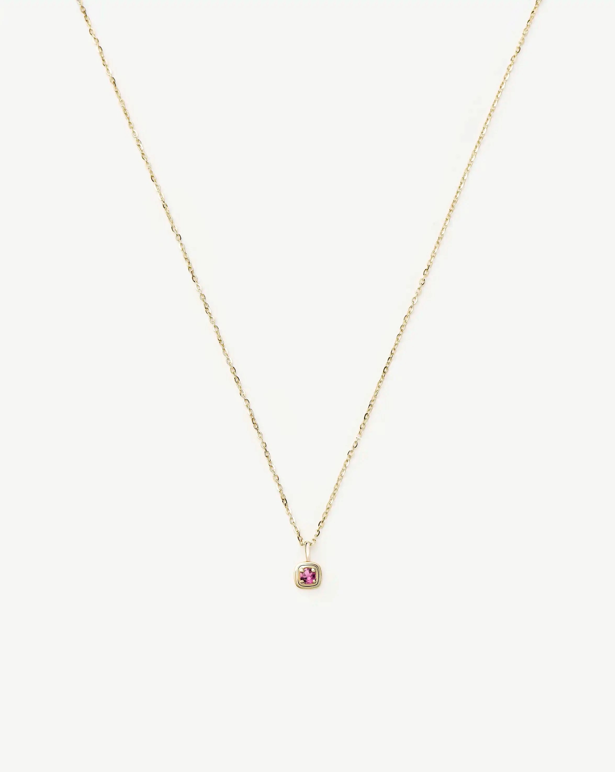 Fine October Birthstone Pendant Necklace | 14ct Solid Gold/Pink Tourmaline Necklace Missoma 