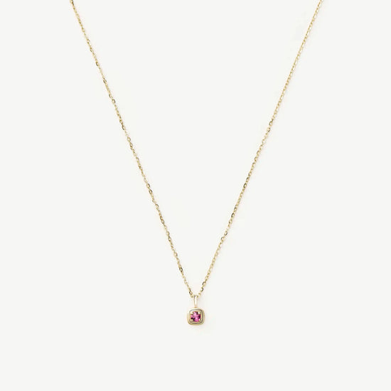 Fine October Birthstone Pendant Necklace | 14ct Solid Gold/Pink Tourmaline Necklace Missoma 