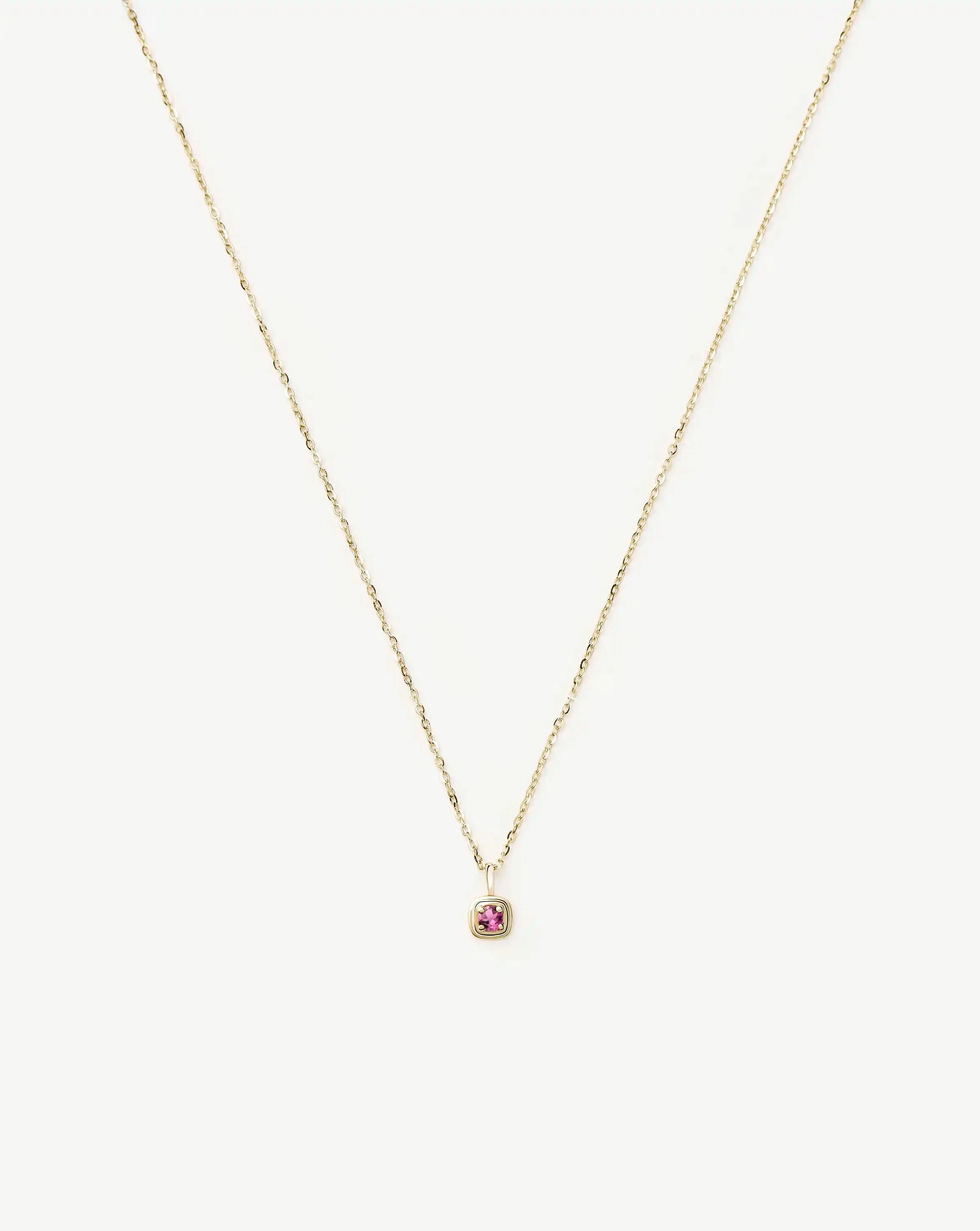 Fine October Birthstone Pendant Necklace | 14ct Solid Gold/Pink Tourmaline Necklace Missoma 