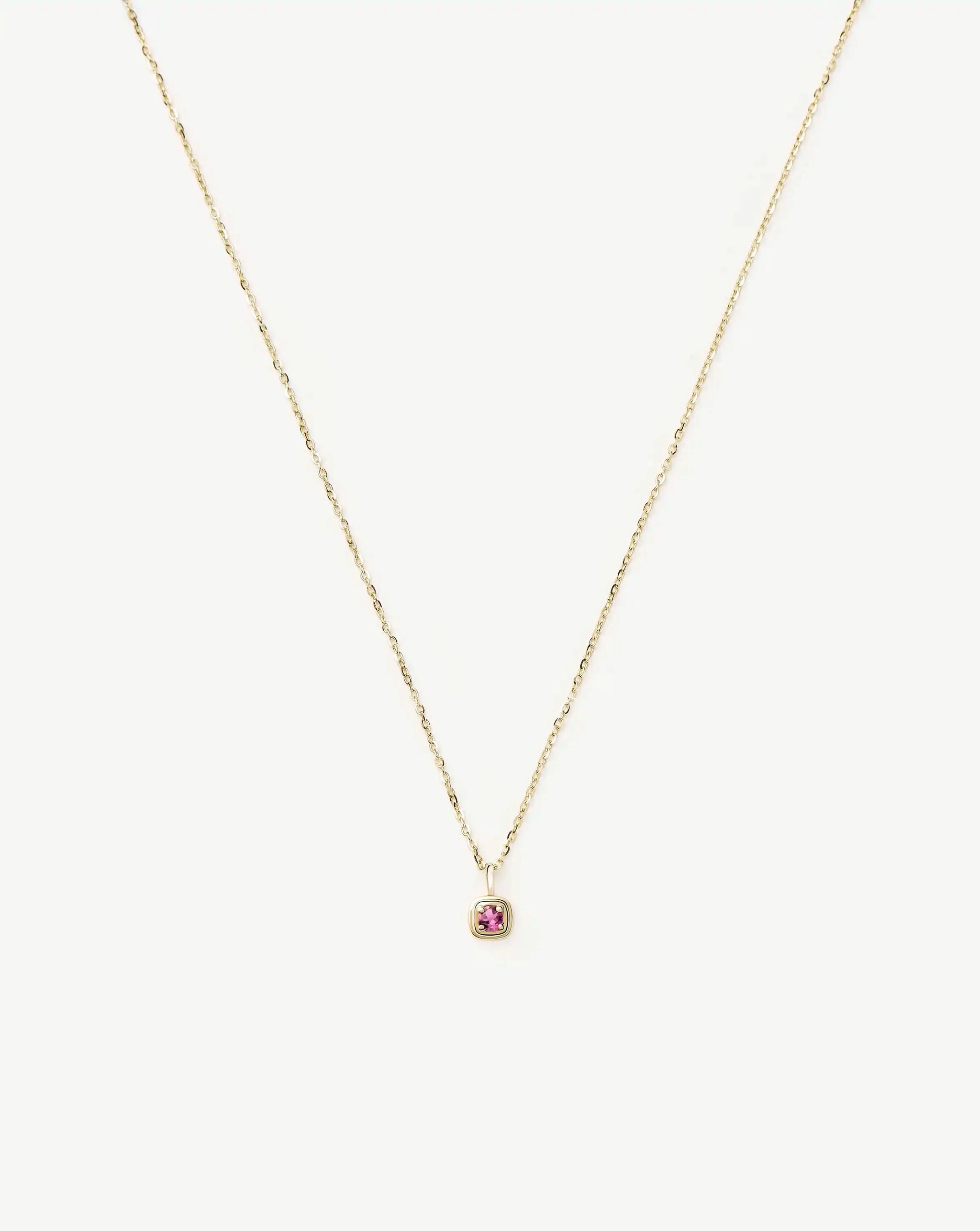 Fine October Birthstone Pendant Necklace | 14ct Solid Gold/Pink Tourmaline Necklace Missoma 