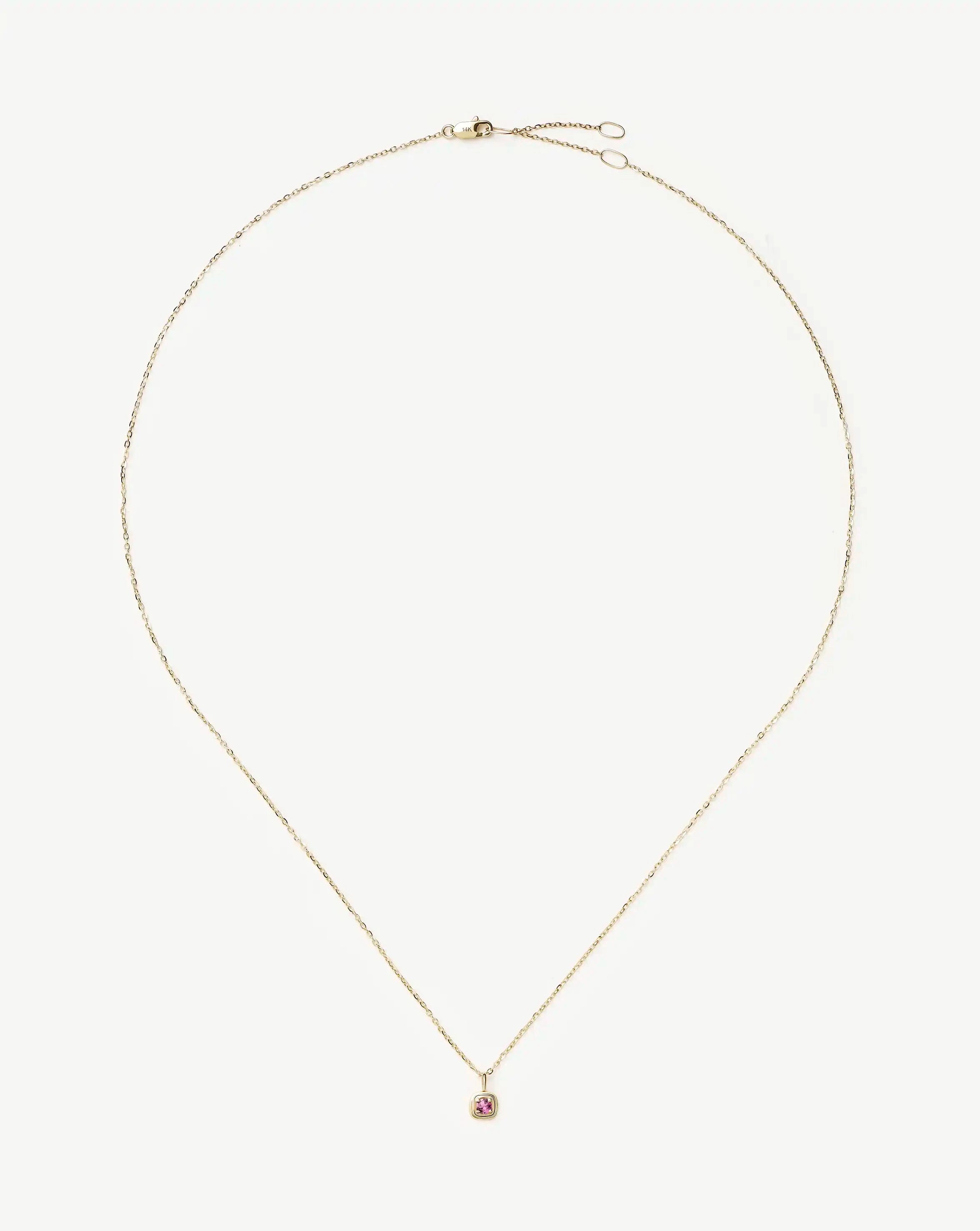 Fine October Birthstone Pendant Necklace | 14ct Solid Gold/Pink Tourmaline Necklace Missoma 