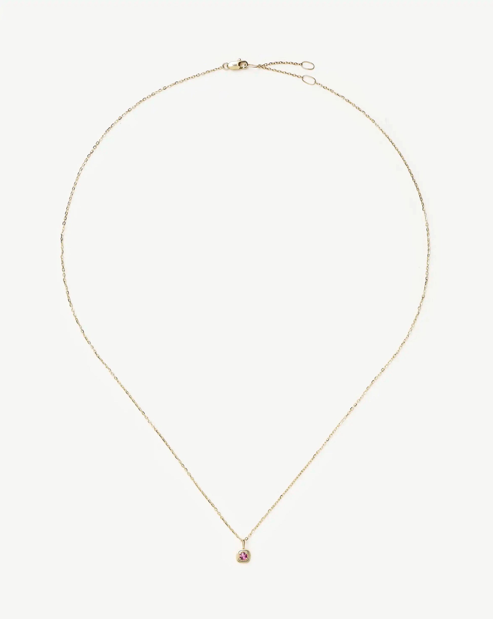 Fine October Birthstone Pendant Necklace | 14ct Solid Gold/Pink Tourmaline Necklace Missoma 