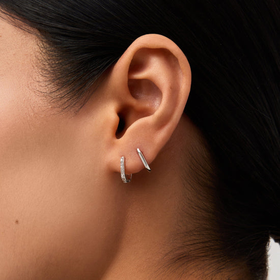 Fine Ovate Mini Hoop Earrings | 14ct Solid White Gold Earrings Missoma 