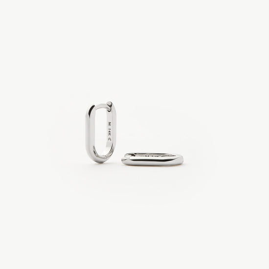 Fine Ovate Mini Hoop Earrings | 14ct Solid White Gold Earrings Missoma 
