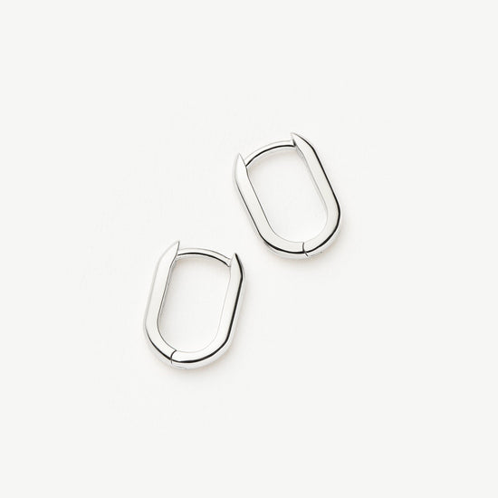 Fine Ovate Mini Hoop Earrings | 14ct Solid White Gold Earrings Missoma 