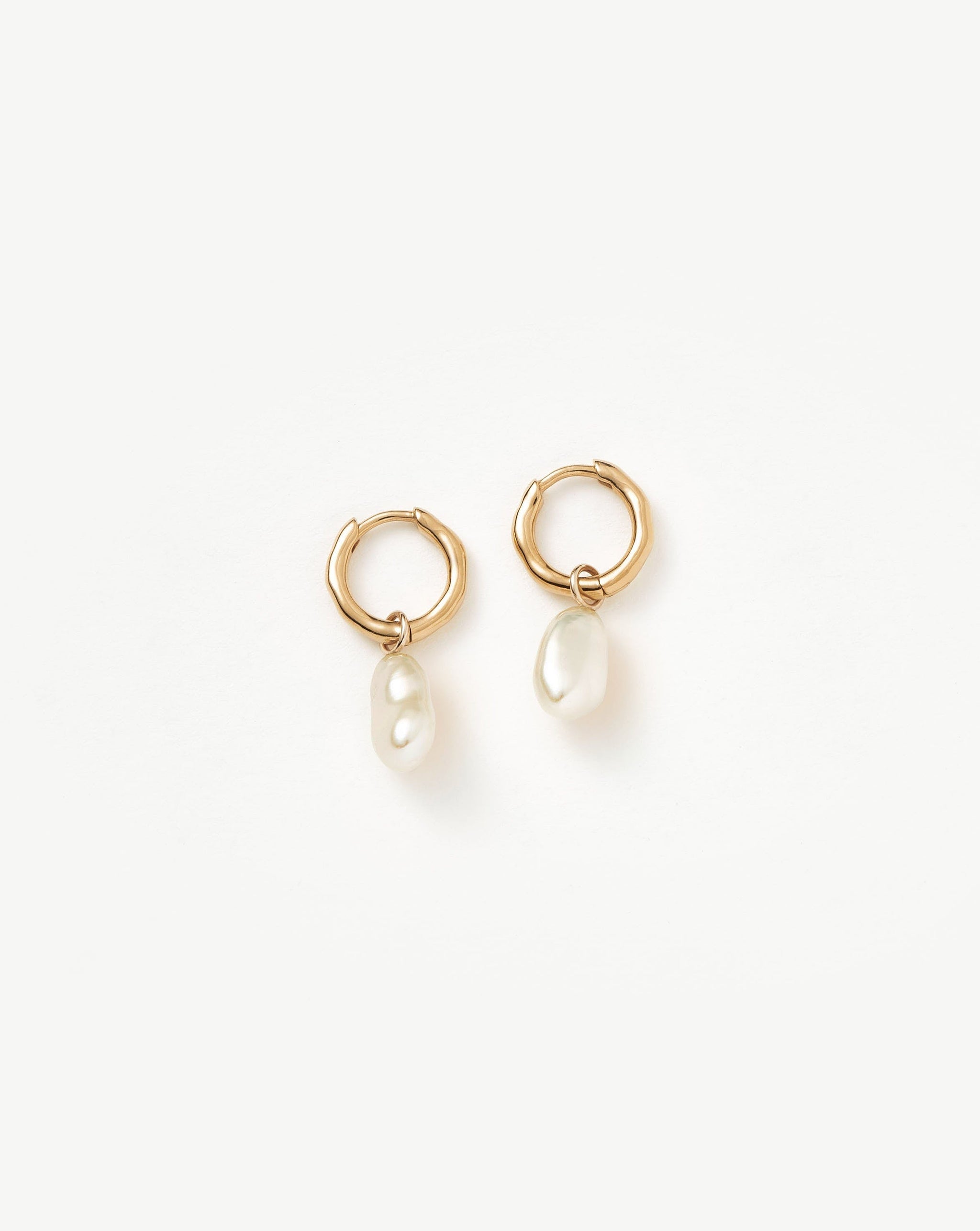 Fine Pearl Organic Drop Mini Hoop Earrings Earrings Missoma 