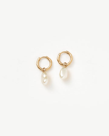 Fine Pearl Organic Drop Mini Hoop Earrings Earrings Missoma 