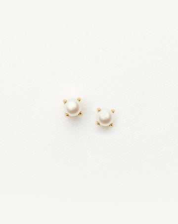 Fine Pearl Stud Earrings | 14ct Solid Gold/Pearl Earrings Missoma 