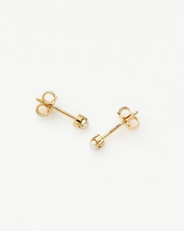 Fine Pearl Stud Earrings | 14ct Solid Gold/Pearl Earrings Missoma 
