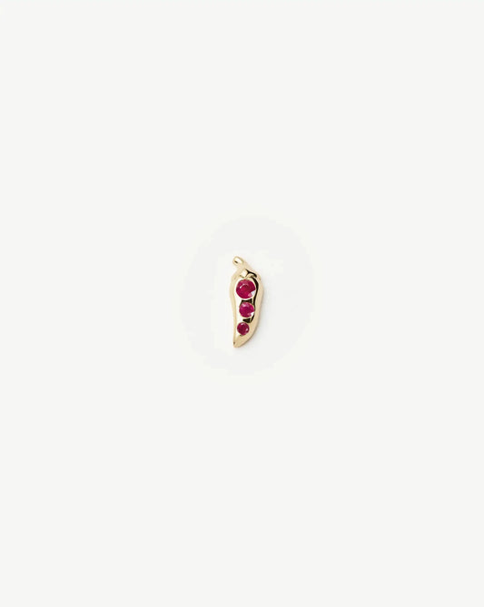 Fine Ruby Chilli Single Stud Earring | 14ct Solid Gold/Ruby Earrings Missoma 