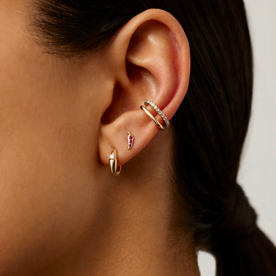 Fine Ruby Chilli Single Stud Earring | 14ct Solid Gold/Ruby Earrings Missoma 