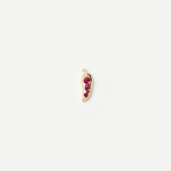 Fine Ruby Chilli Single Stud Earring | 14ct Solid Gold/Ruby Earrings Missoma 