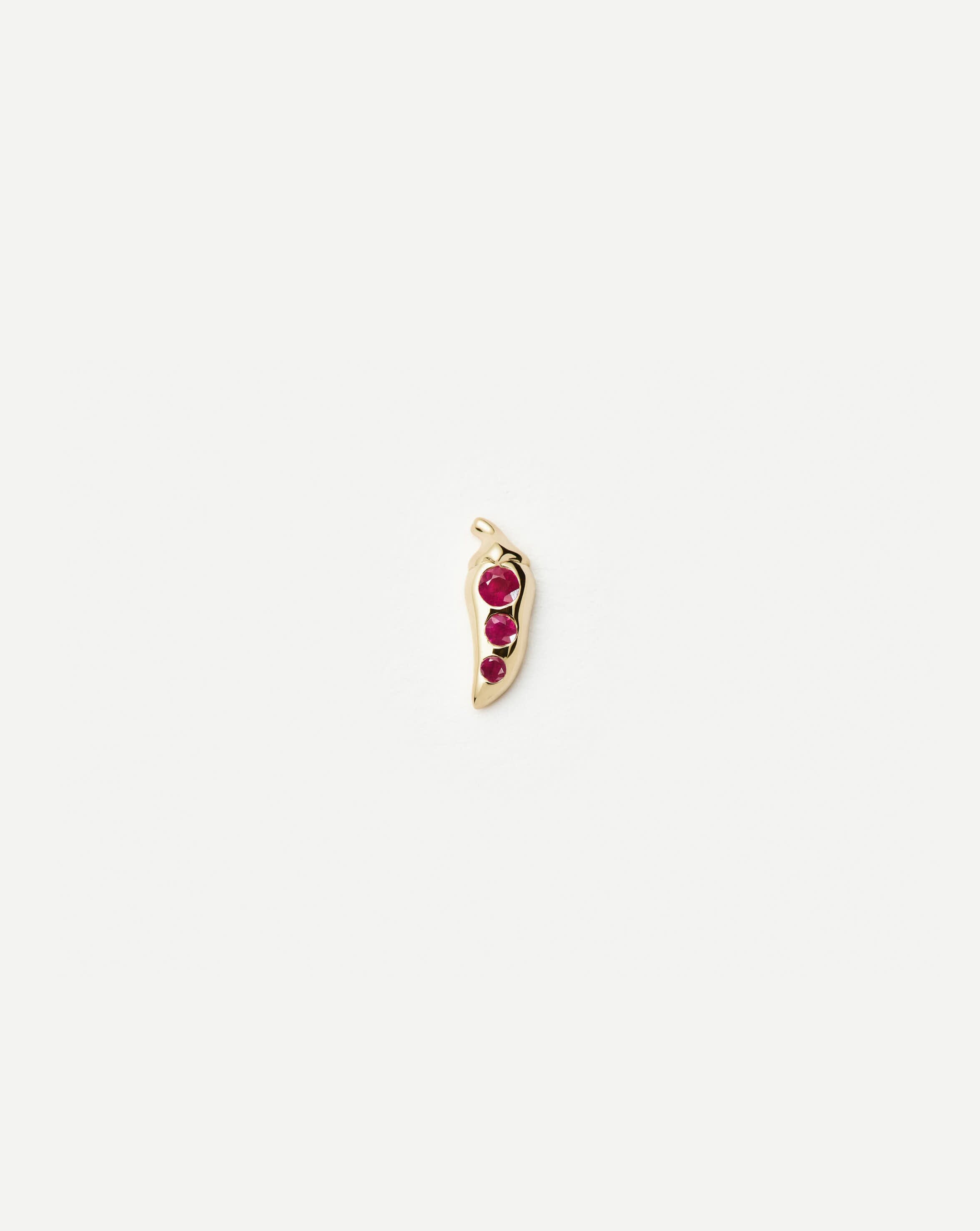 Fine Ruby Chilli Single Stud Earring | 14ct Solid Gold/Ruby Earrings Missoma 