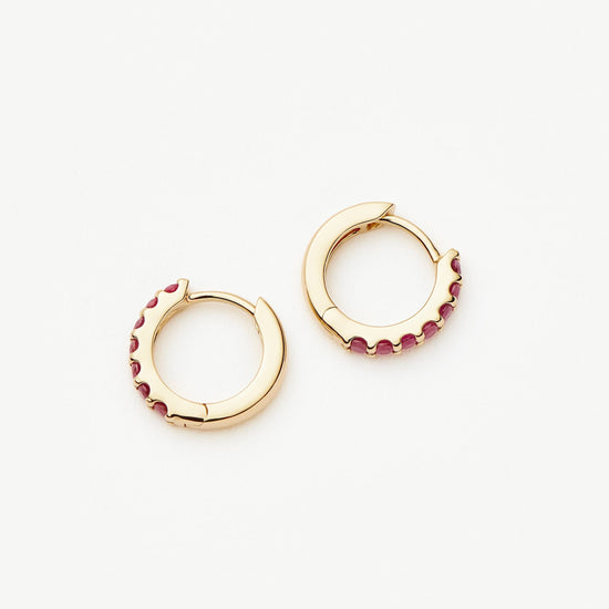 Fine Ruby Huggies | 14ct Solid Gold/Ruby Earrings Missoma 