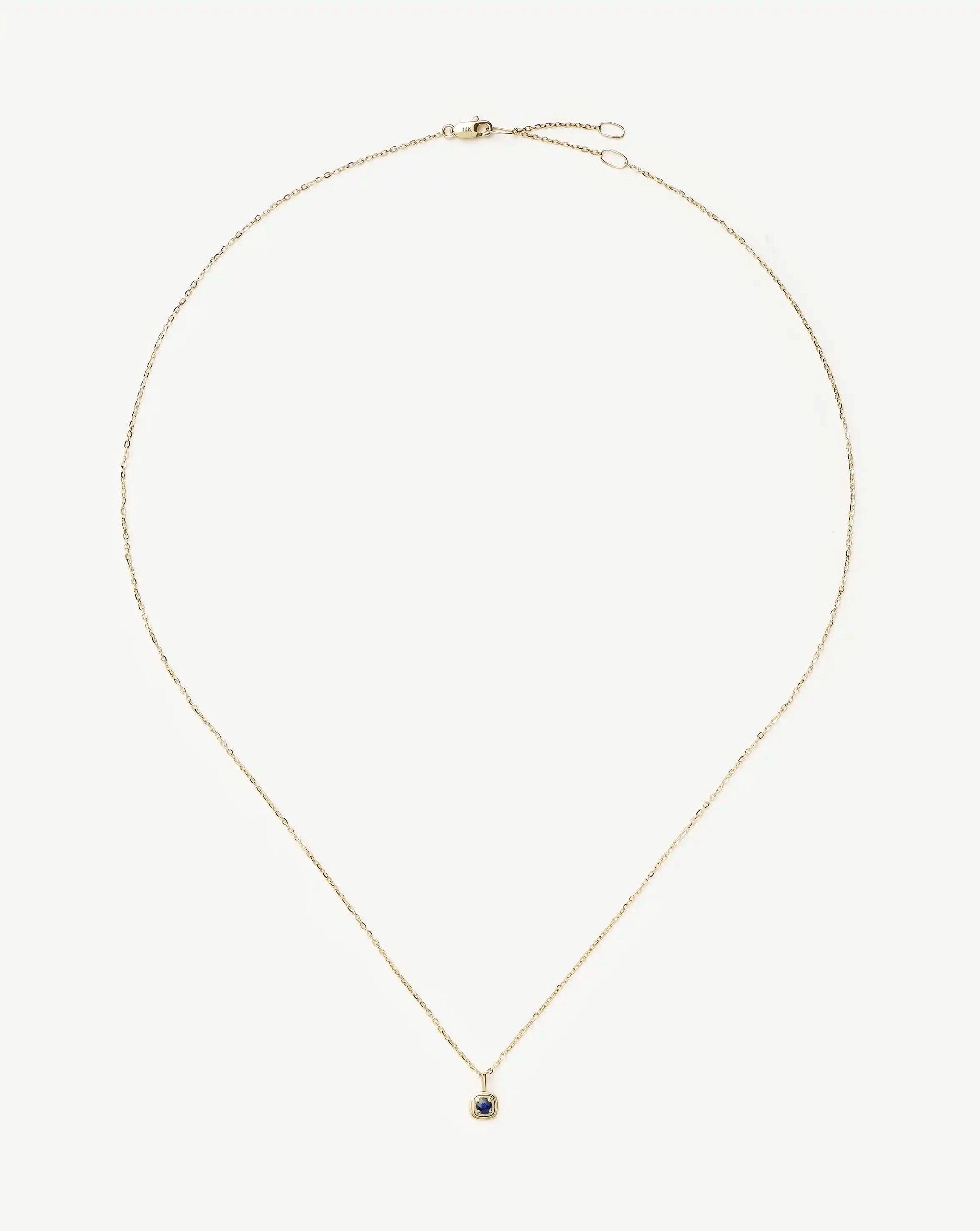 Fine September Birthstone Pendant Necklace | 14ct Solid Gold/Blue Sapphire Necklace Missoma 