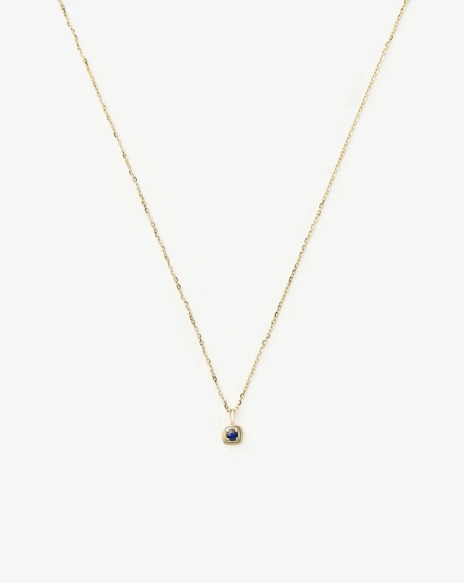 Fine September Birthstone Pendant Necklace | 14ct Solid Gold/Blue Sapphire Necklace Missoma 