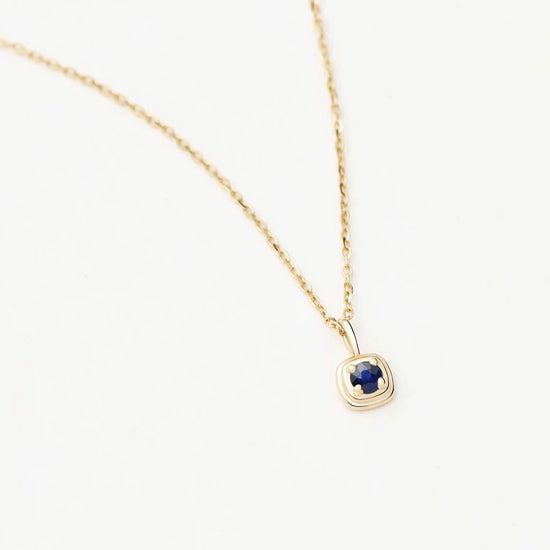 Fine September Birthstone Pendant Necklace | 14ct Solid Gold/Blue Sapphire Necklace Missoma 