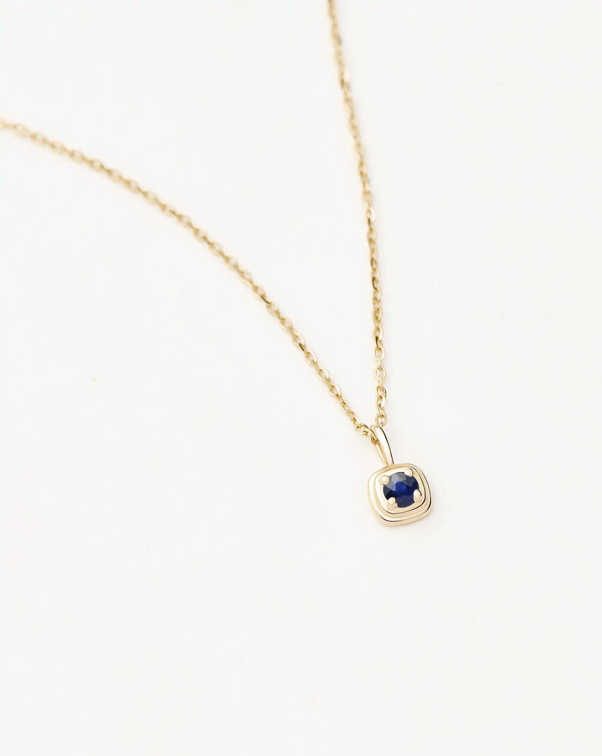 Fine September Birthstone Pendant Necklace | 14ct Solid Gold/Blue Sapphire Necklace Missoma 