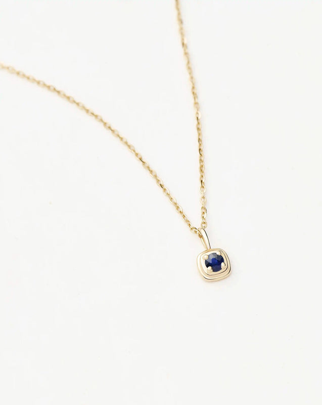Solid Gold September Birthstone Pendant Necklace | 14ct Solid Gold/Blue Sapphire