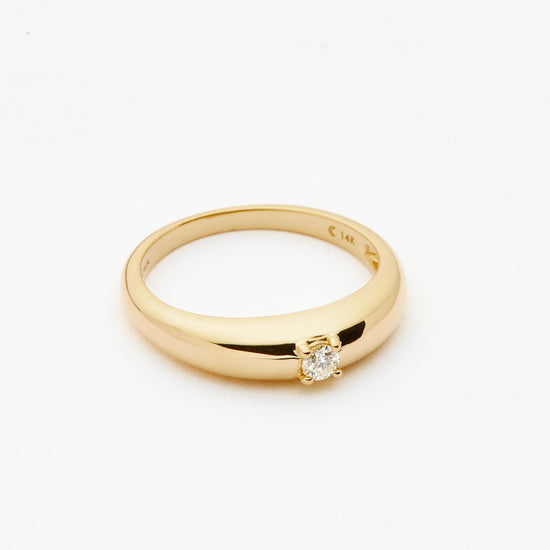 Fine Single Diamond Classic Dome Ring | 14ct Solid Gold/Diamond Rings Missoma 