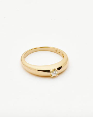 Fine Single Diamond Classic Dome Ring | 14ct Solid Gold/Diamond Rings Missoma 