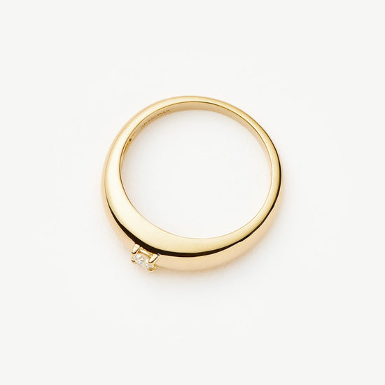Fine Single Diamond Classic Dome Ring | 14ct Solid Gold/Diamond Rings Missoma 