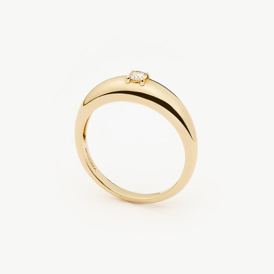Fine Single Diamond Classic Dome Ring | 14ct Solid Gold/Diamond Rings Missoma 