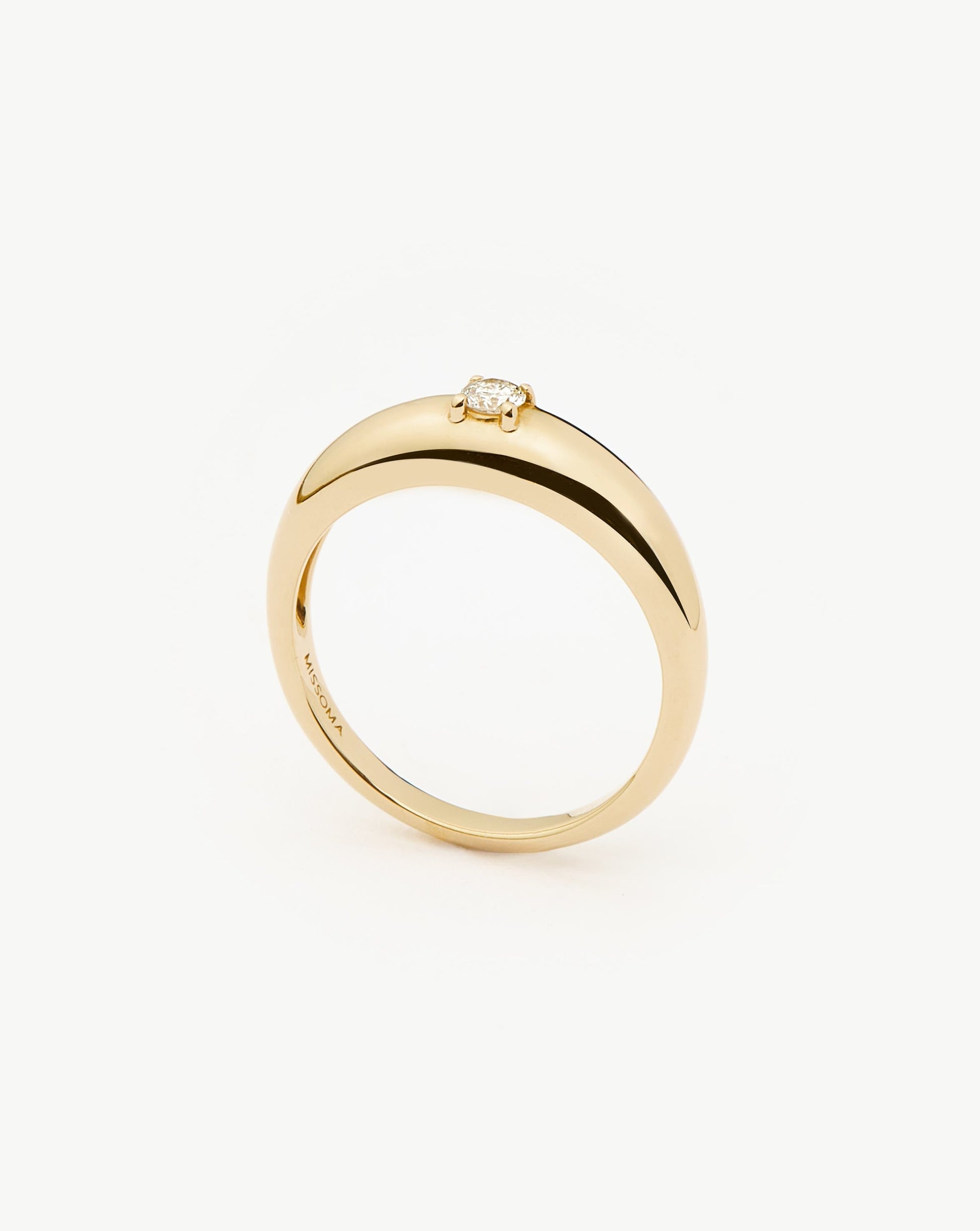 Fine Single Diamond Classic Dome Ring | 14ct Solid Gold/Diamond Rings Missoma 
