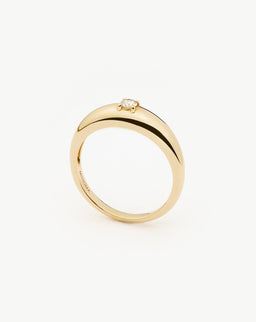 Fine Single Diamond Classic Dome Ring - 14ct Solid Gold
