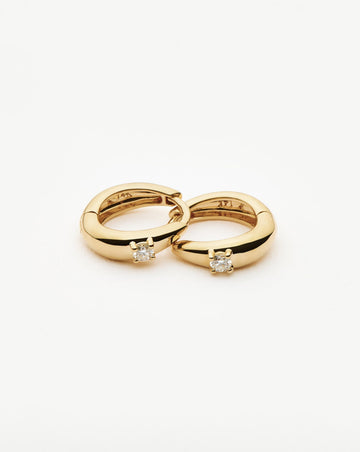 Fine Single Diamond Dome Huggies | 14ct Solid Gold/Diamond Earrings Missoma 