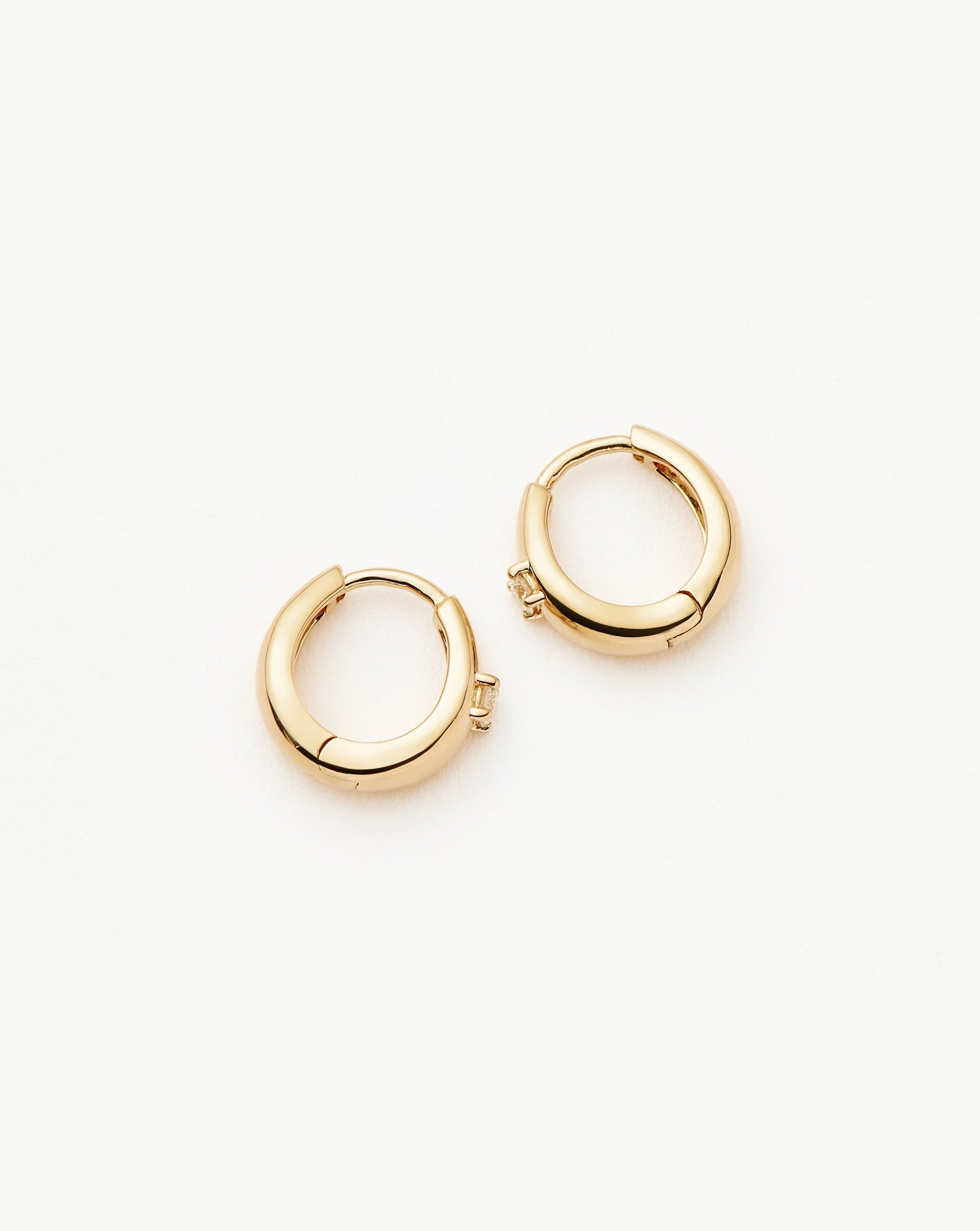 Fine Single Diamond Dome Huggies | 14ct Solid Gold/Diamond Earrings Missoma 