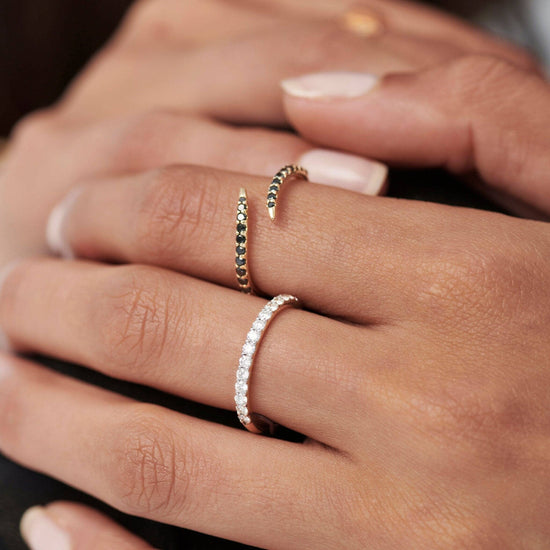 Fine Slim Half Eternity Ring | 14ct Solid Gold/Diamond Rings Missoma 