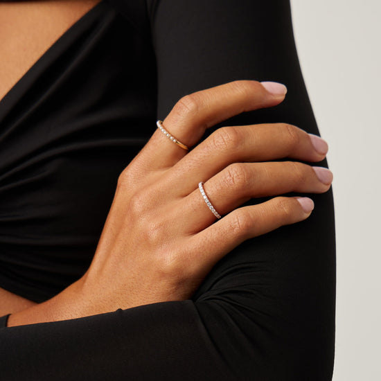 Fine Slim Half Eternity Ring | 14ct Solid Gold/Diamond Rings Missoma 