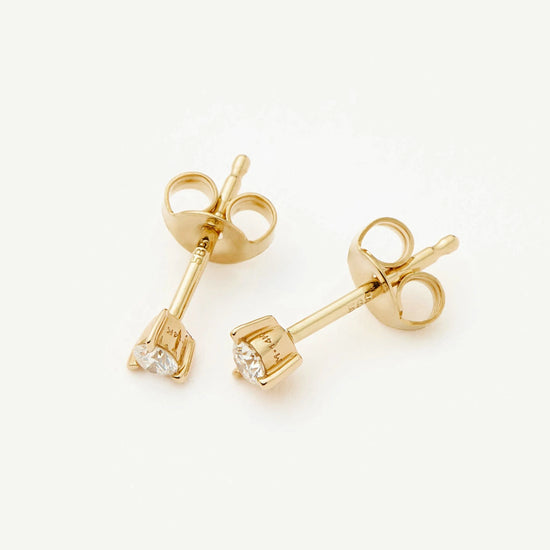Fine Small Solitaire Diamond Stud Earrings | 14ct Solid Gold Earrings Missoma 