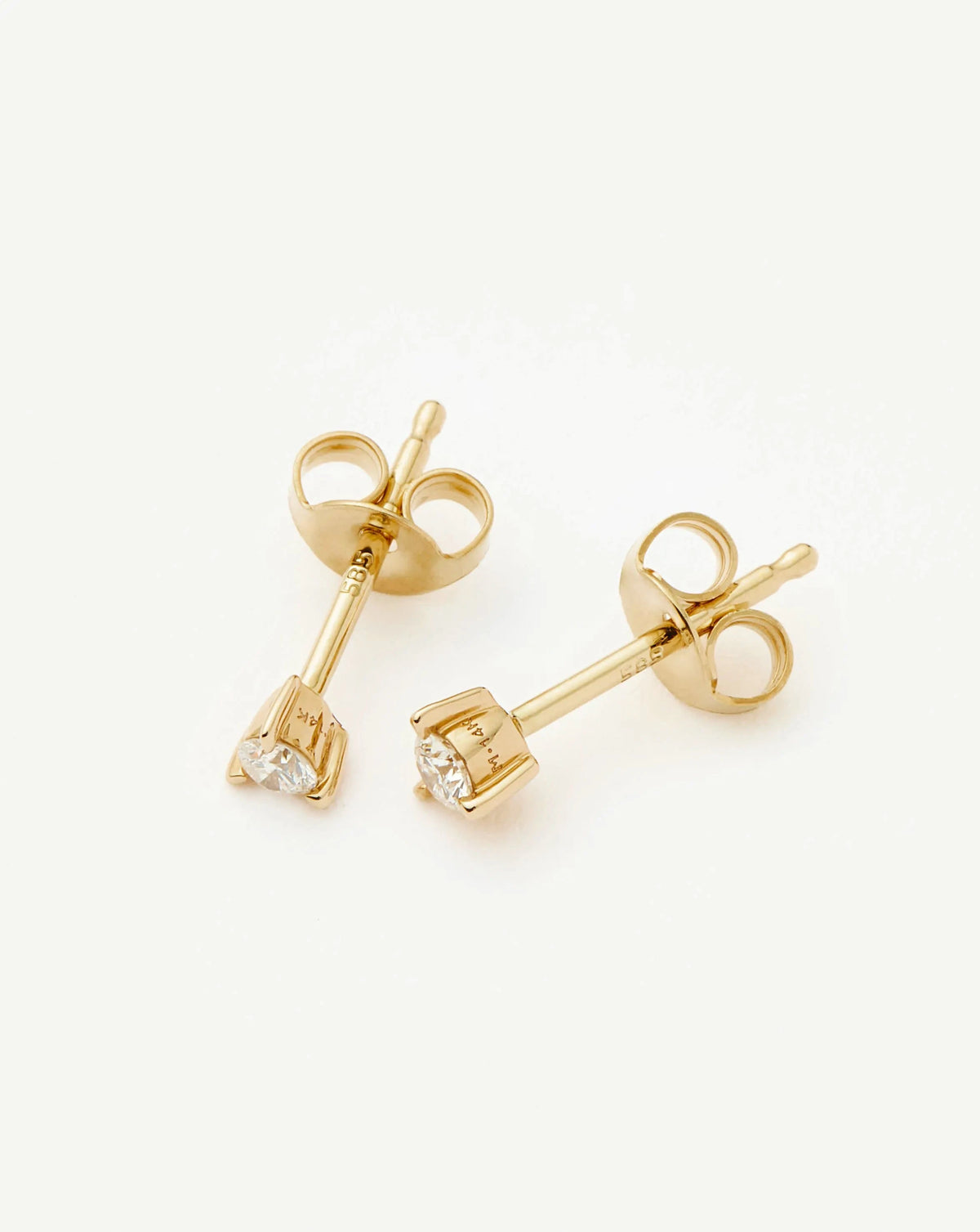 Fine Small Solitaire Diamond Stud Earrings | 14ct Solid Gold Earrings Missoma 