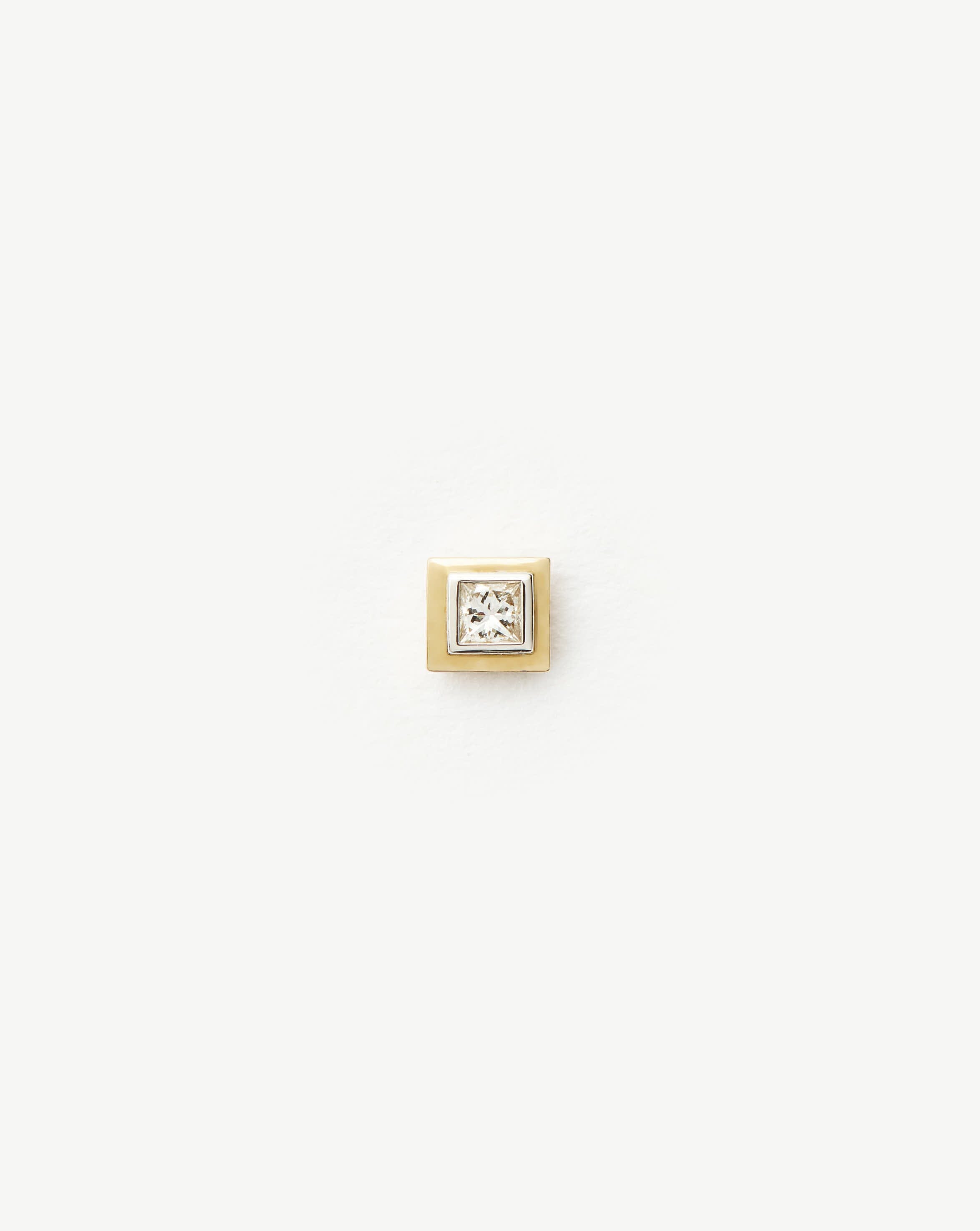 Fine Square Solitaire Single Stud Earring | 14ct Solid Gold/Diamond Earrings Missoma 