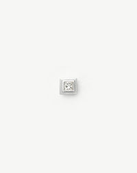 Fine Square Solitaire Single Stud Earring | 14ct Solid White Gold/Diamond Earrings Missoma 