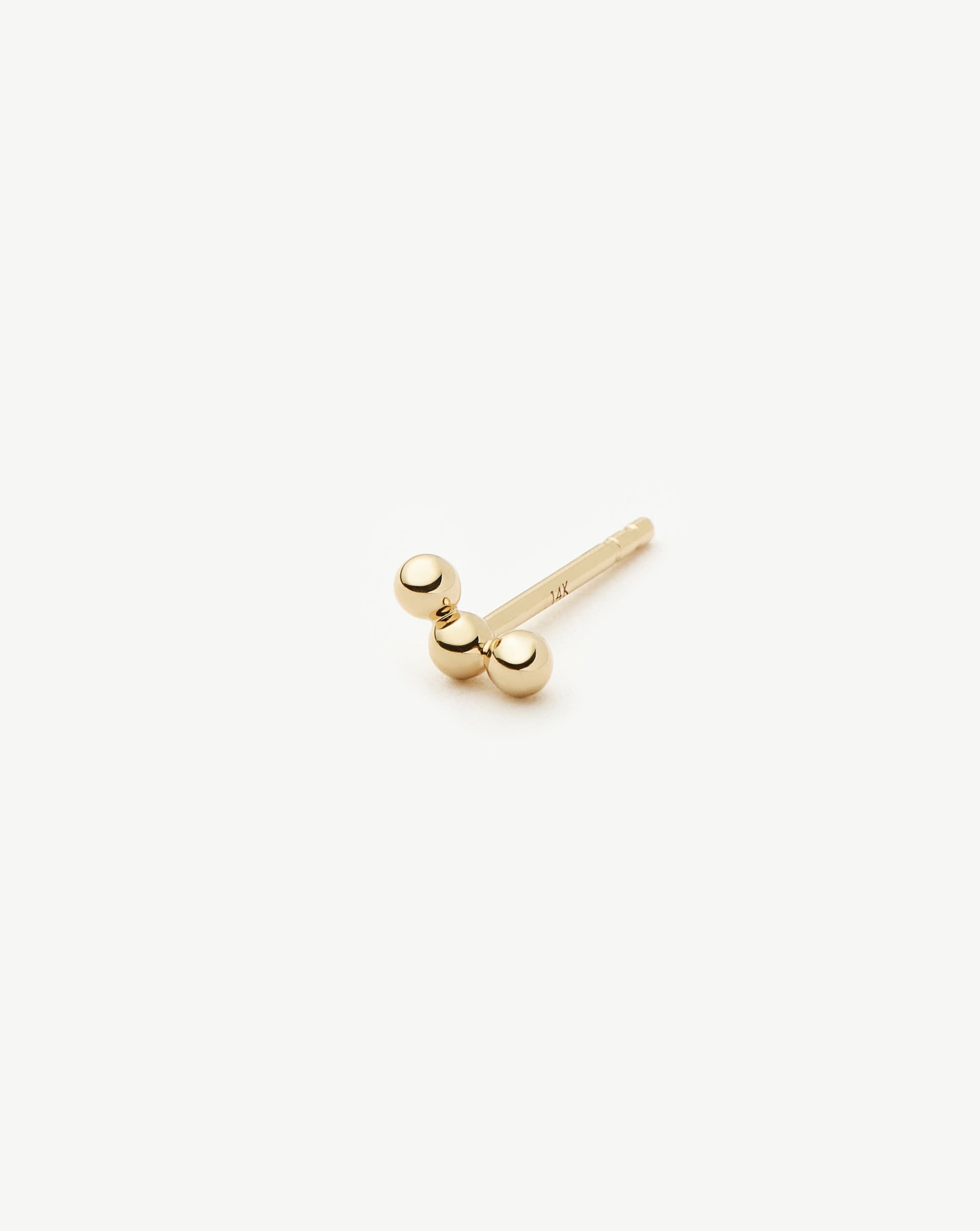 Fine Trio Single Stud Earring | 14ct Solid Gold Earrings Missoma 