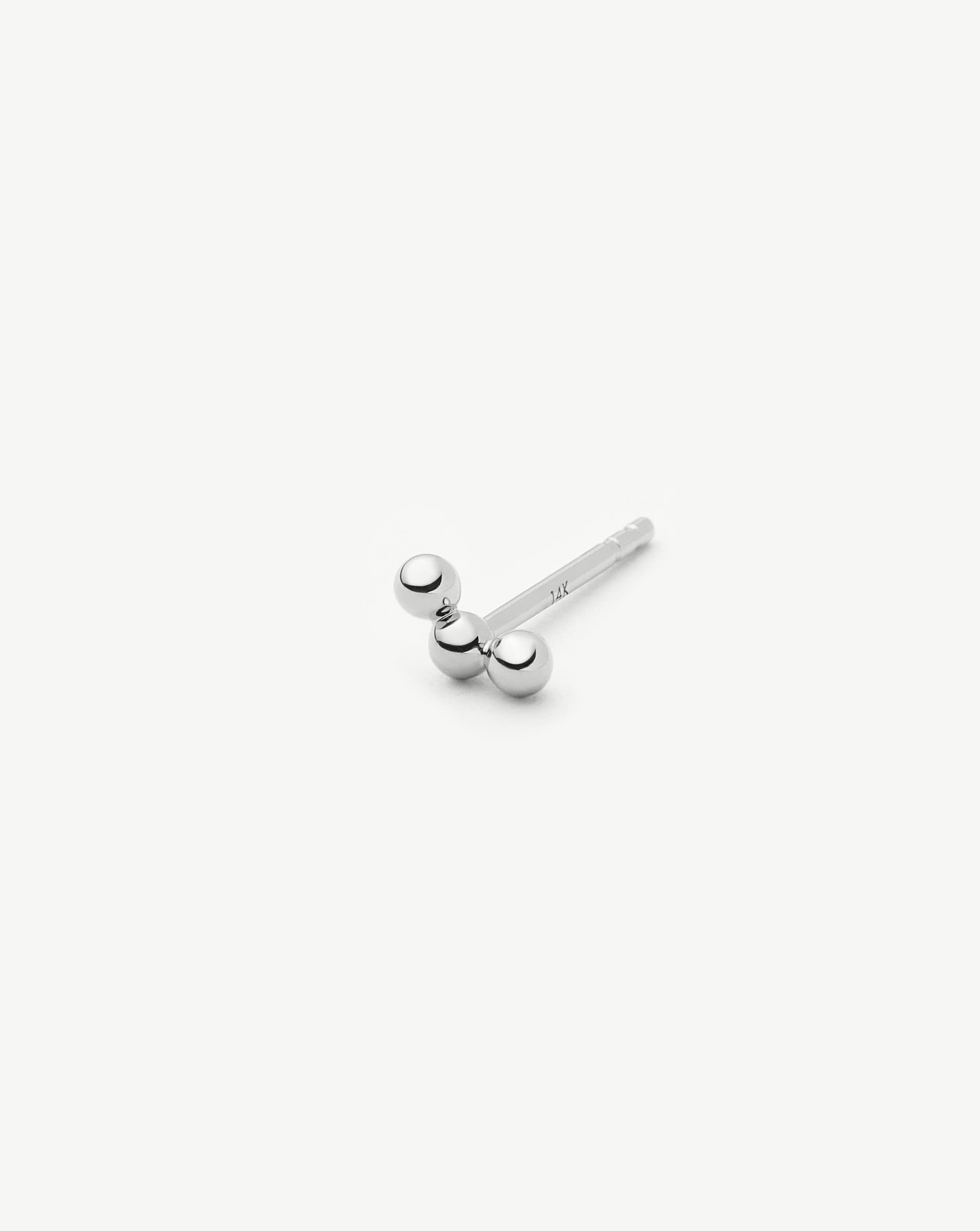 Fine Trio Single Stud Earring | 14ct Solid White Gold Earrings Missoma 