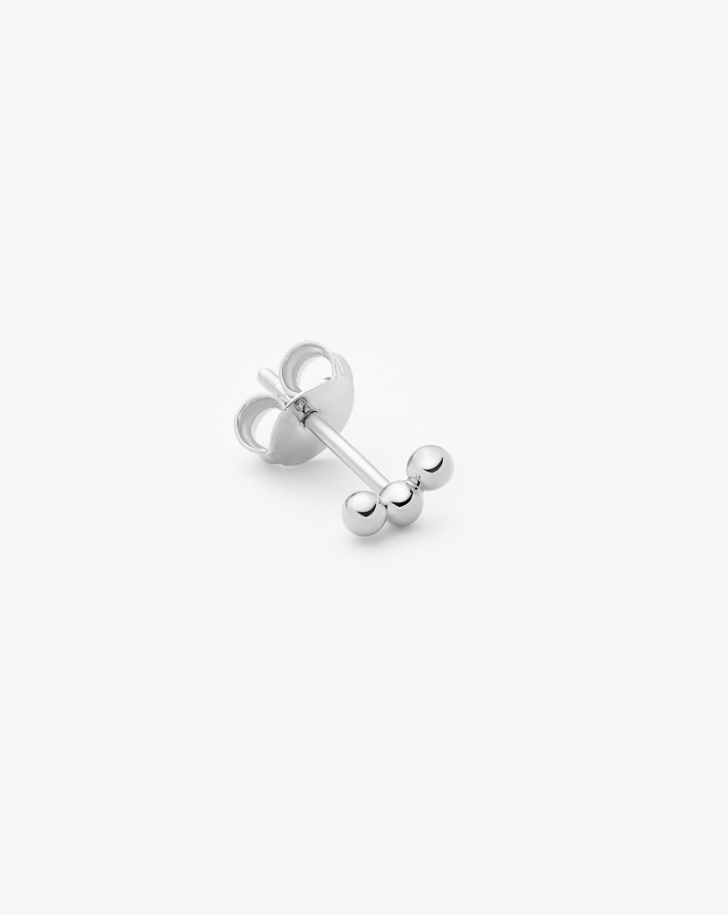 Fine Trio Single Stud Earring | 14ct Solid White Gold Earrings Missoma 