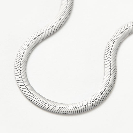 Flat Snake Chain Necklace | Rhodium Plated on Recycled Sterling Silver Necklaces Missoma 