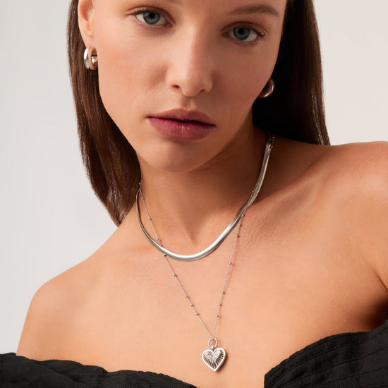 Flat Snake Chain Necklace | Rhodium Plated on Recycled Sterling Silver Necklaces Missoma 