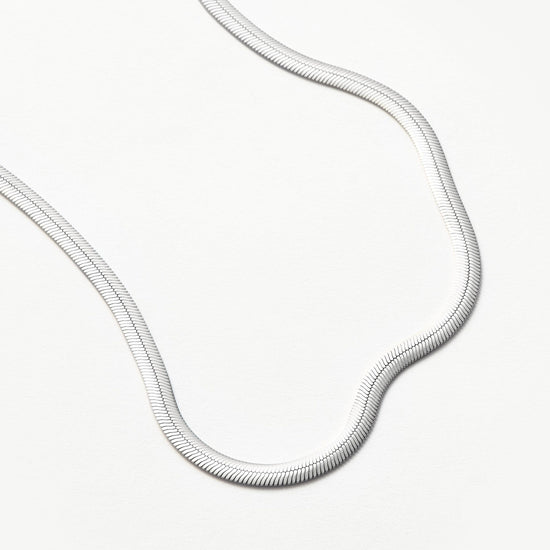 Flat Snake Chain Necklace | Rhodium Plated on Recycled Sterling Silver Necklaces Missoma 