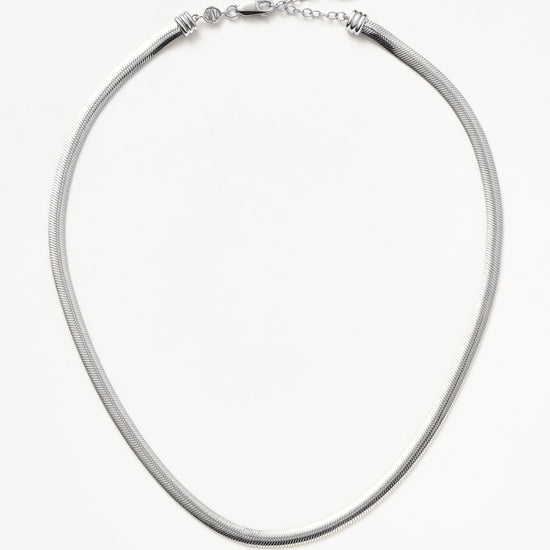 Flat Snake Chain Necklace | Rhodium Plated on Recycled Sterling Silver Necklaces Missoma 