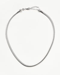Flat Snake Chain Necklace | Rhodium Plated on Recycled Sterling Silver Necklaces Missoma 