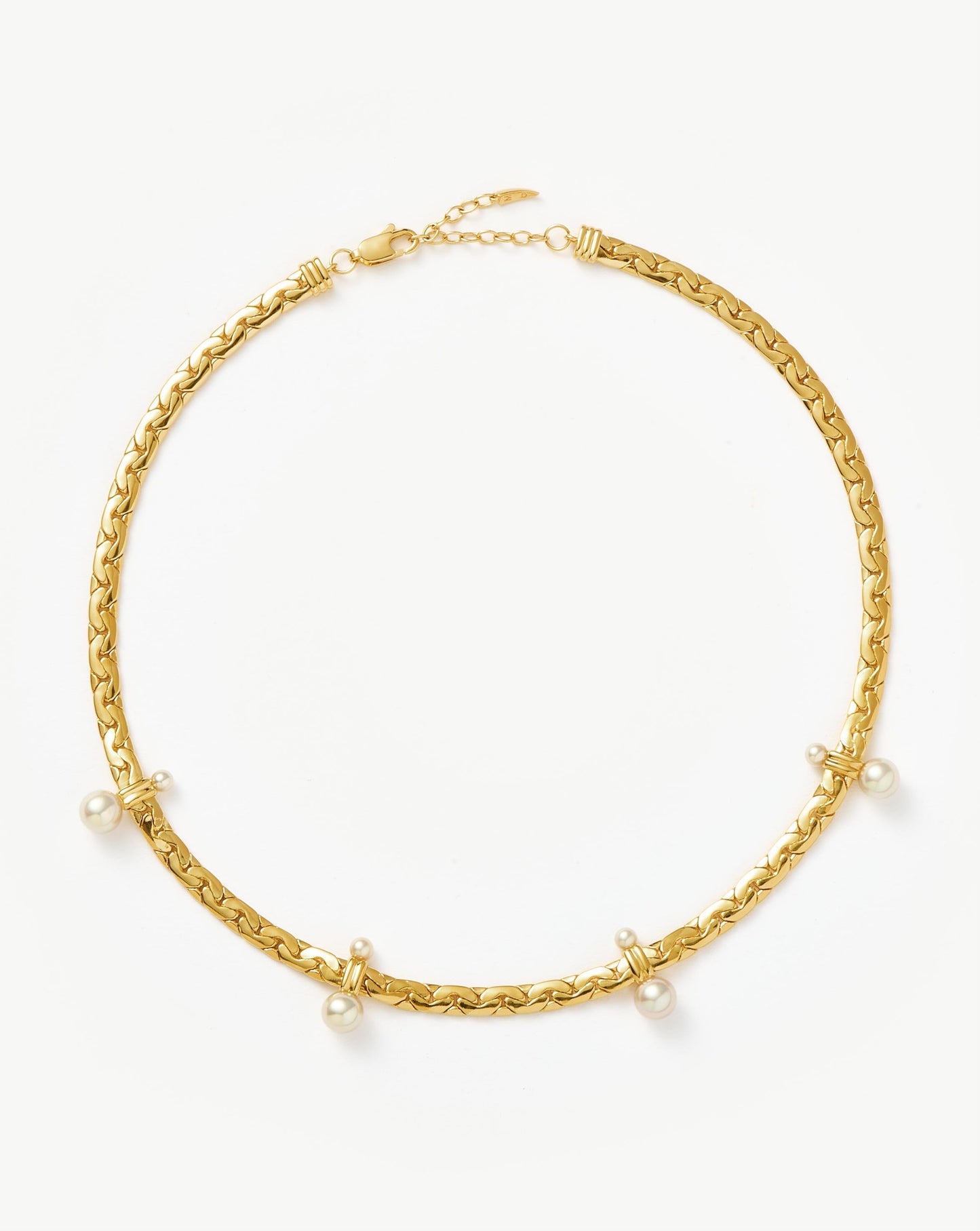 Floating Pearl Cobra Chain Choker | 18ct Gold Plated/Pearl Necklaces Missoma 